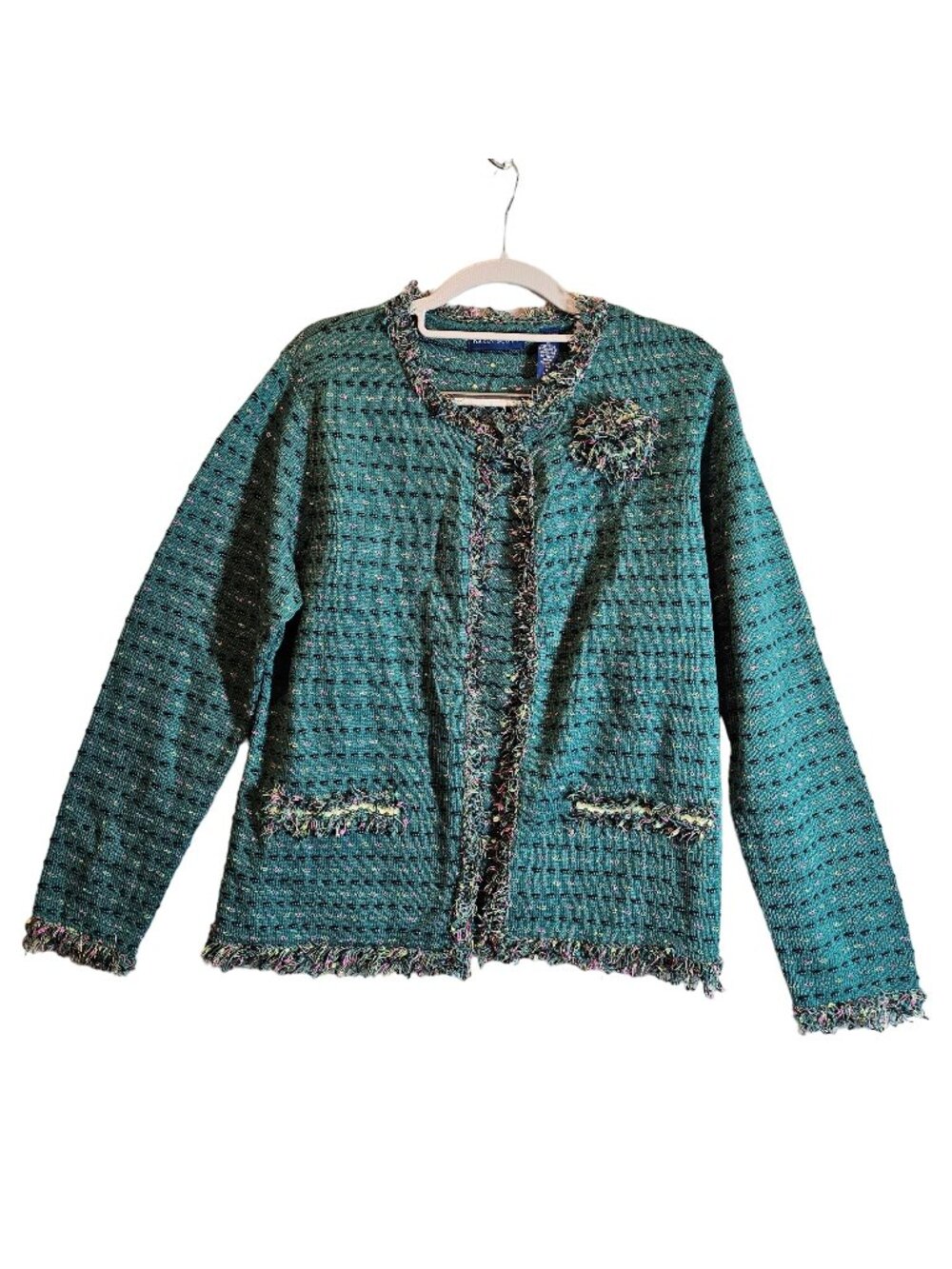 NWT Karen Scott colorful cardigan Womens M Boho Artsy Cottagecore Career Festive